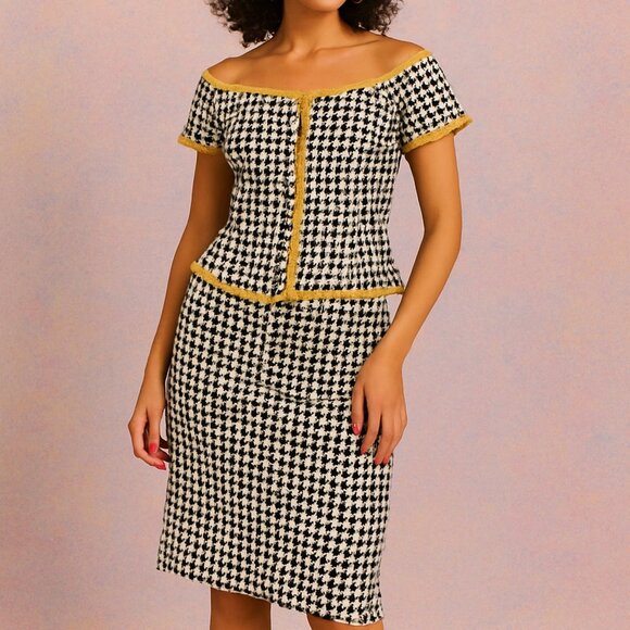 Morton Myles For The Warrens Vintage 2 Piece Sequin Skirt Set Black White Size 8 - Picture 10 of 10